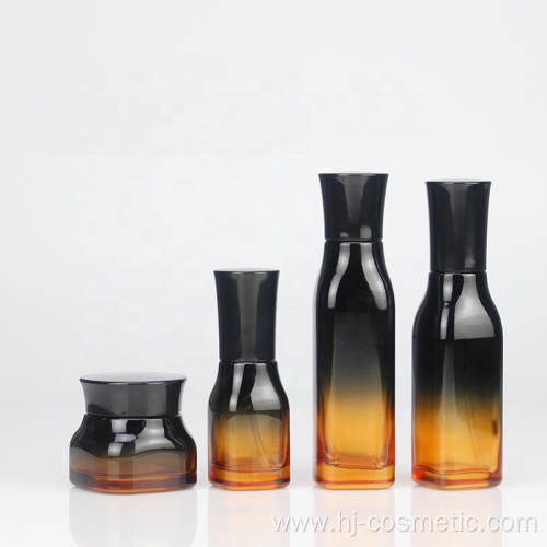 High-grade Cosmetic Gradient green Square glass bottles/jars with good price